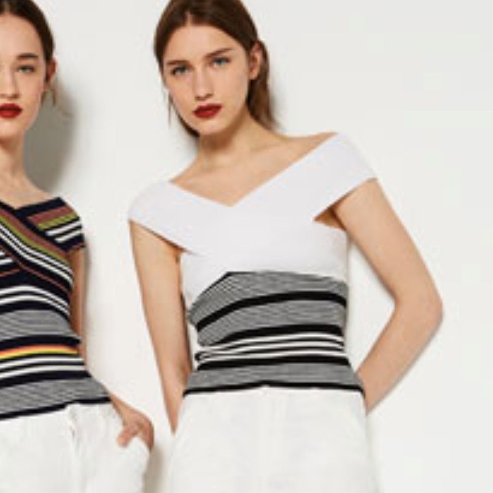 Zara Crossover Neckline Top Size Small